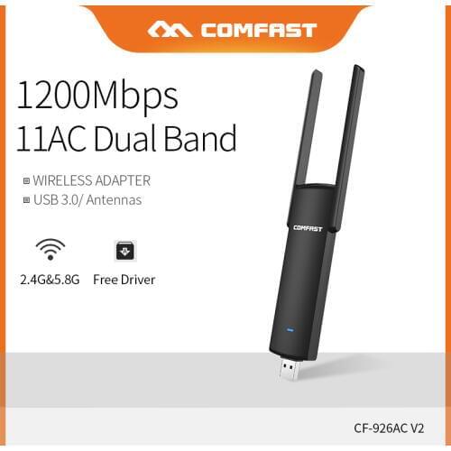 Comfast High Power Usb Wifi Adapter 1200Mbps 2.4G+5.8Ghz Dual Band Wi-Fi Dongle AC Network Card Extender Antenna A CF-926AC