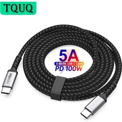 USB C to USB C Cable 100W, USB Type C 5A Fast Charging Nylon Braided Charger Cord Compatible with MacBook Pro, Galaxy S21 S20