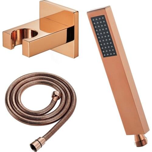 Rose Gold Brass Handheld Shower Head Rotatable Brass Shower Hose Bathroom Accessories Square