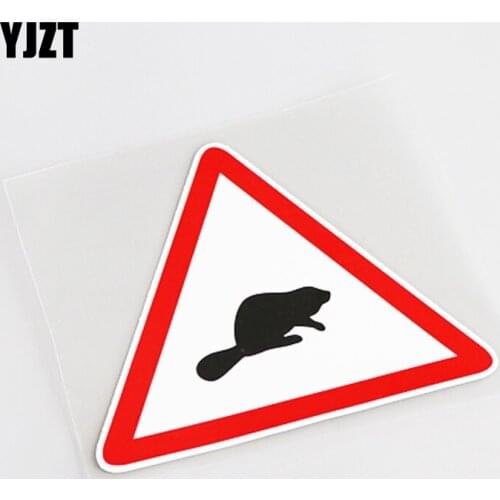 YJZT 13CM*11.5CM Cartoon Fun Animal Warning Signs PVC Car Sticker Decal Accessories 13-0791