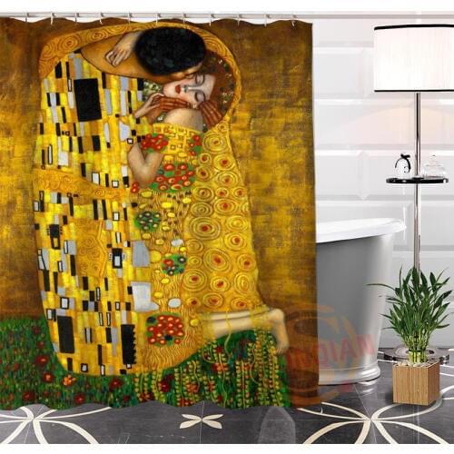 Custom Unique Klimt Famous Paintings Shower Curtain Polyester Fabric Printing Bathroom Curtains 3D Waterproof Bath Curtain Gift