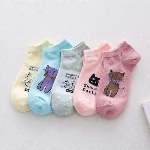 Ladys Casual sock Cotton Women Home Garments Girls Under Wear Cute Cartoon Cats socks Cartoon breathable Ankle socks Crew Sock