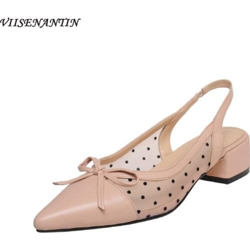 2021 spring summer new net yarn wave point pointed sandals women
