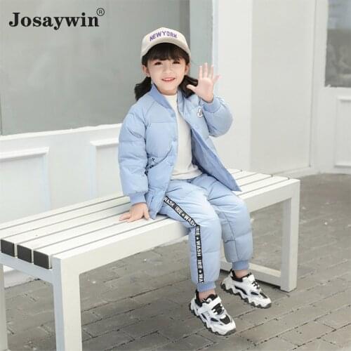 Winter Children Clothes Suits Boys Kids Girl 2 Pieces Set Print Long Sleeve Thick Coats Jacket+pants Windproof Baby Girl Clothes