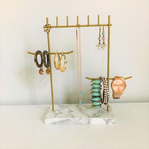 Aleda Gold-White Jewelry Stand