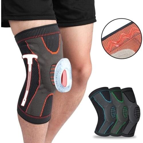 1pc Spring Support Patella Knee Brace Sleeve Basektaball Fitness Sports Kneepads With Silicone Pad For Meniscus Tear Arthritis