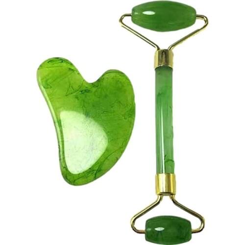 2Pcs/Set Face Massage Roller Gua Sha Scraper Board Face Lift Up Wrinkle Remove Slimming Face Massager Face Care Tool 2021 Hot