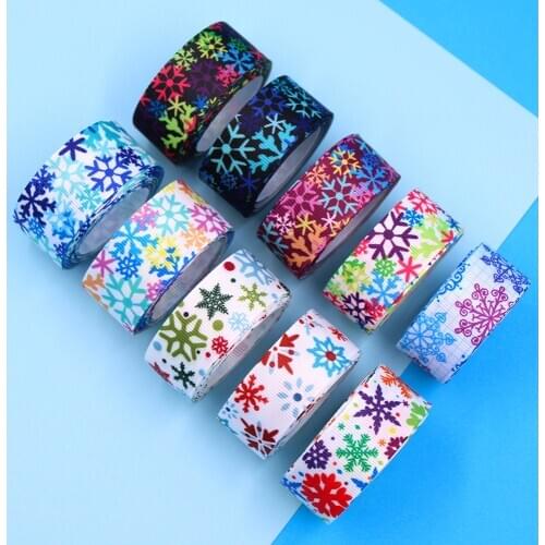 5/8” 5yards Color snowflakes Grosgrain Ribbons DIY Handmade Child Bow Wedding Decoration Gift Wrap Material