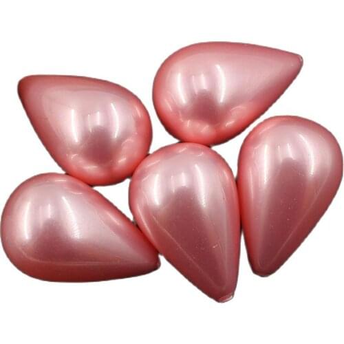 APDGG 16x25MM 5 Pcs Natural Watermelon Red Sea Shell Pearl Half Hole Teardrop Beads For Pendant Necklace Earrings DIY Jewelry