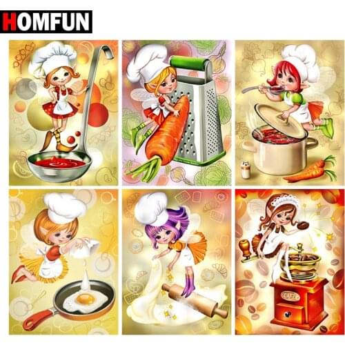 HOMFUN 5d Diamond Painting Full Square/Round "Cartoon Elf Chef" Picture Of Rhinestone DIY Diamond Embroidery Home Decor