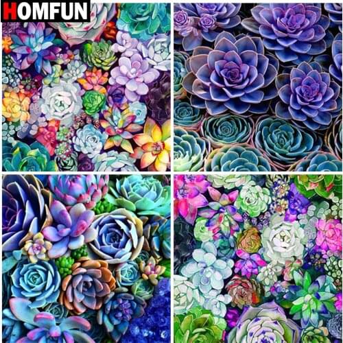 HOMFUN Diy 5d Diamond Painting "Plant succulent landscape" Cross Stitch Square Round Diamond Embroidery Handwork Rhinestone Art