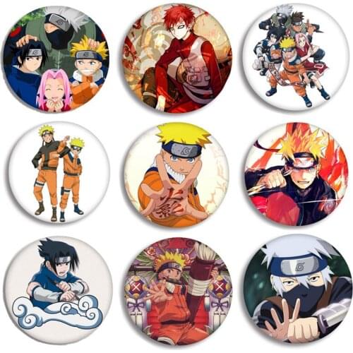 Naruto Brooch DIY Little Stuff Bag Anime Metal Button backpack Jewelry Gift Funny Cartoon Collect Boy Girl Friend Gift