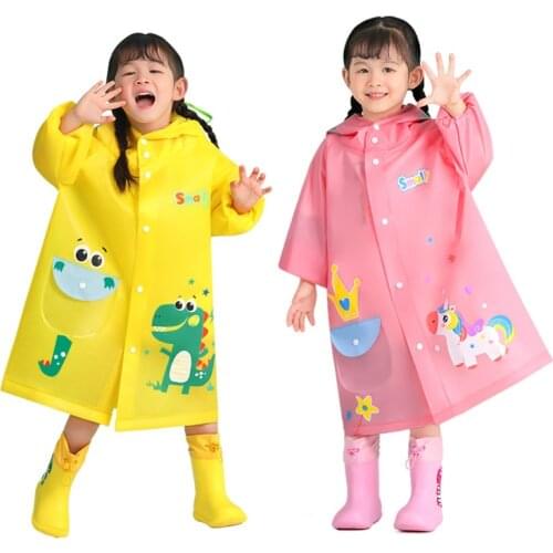 Children Raincoat Waterproof Jackets Girls Boy Hooded Kids One-Piece Cartoon Rain Coat Toddler School Boy Rain Jackets 2-16Y