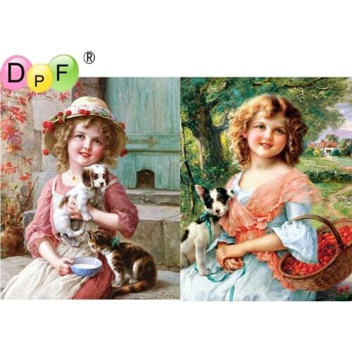 DPF 5D DIY Diamond Painting Full Square/Round Drill "little girl" Embroidery Cross Stitch Home Gift Mosaic Art Decor
