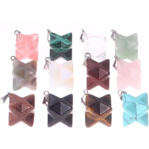 Druzy 12PC New Arrival Natural Crystal Stone Exquisite Star Pendant Necklace Jewelry Muliticolor Small Beautiful Pendant