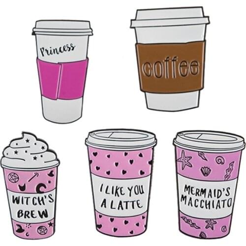 Coffee Milk Enamel Pin Witchs Brew Princess Badge Brooches Lapel Pin Jeans Shirt Backpack Cartoon Jewelry Gift Coffee Lovers