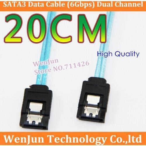 20CM Free Shipping SAS line dual channel SATA3 data cable (6Gbps) dual head straight with shrapnel