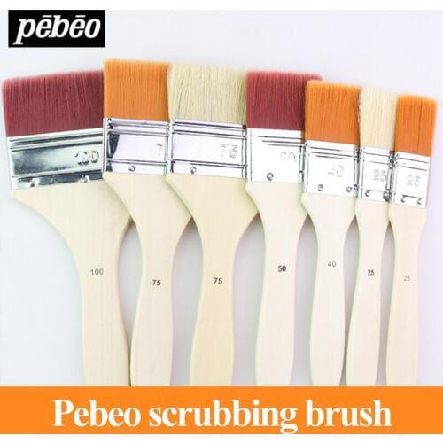 Pebeo Nylon/Bristles Scrubber/Board/Wall Brush 2/3pcs Gouache/Watercolor/Acrylic/Oil/Chinese Painting Pigment Art Scrub Brushes