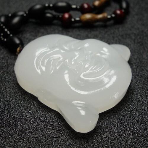 Chinese Style Jade Buddhism Zen Pendant Men' Necklace Jade Maitreya Pendant Jewellery For Women Girls Gift Lucky Stone crafts