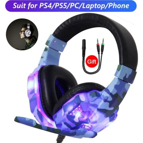 Computer PC Gamer Headphone with Mic LED Light Noise Cancel Loud-Sound Phone Gaming Headset For PS4 Earphone Music Stereo Helmet