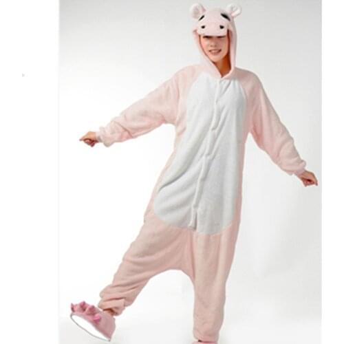 Halloween Adult Cosplay Hippo Animal Onesie Hippo Flannel animals pajamas sleepwear Unisex Cartoon Pajamas Hippo Onesie Jumpsuit