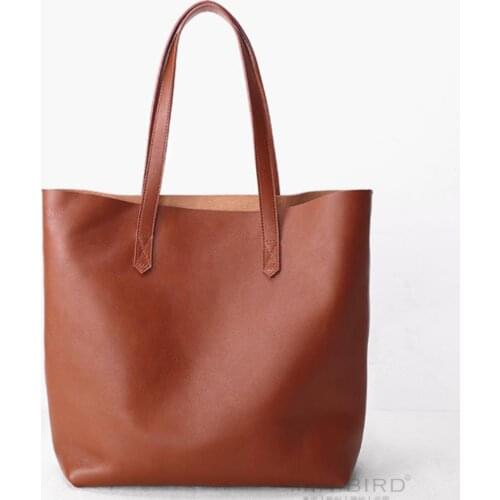 Tote leather one-shoulder bag artistic and casual tote leather bag