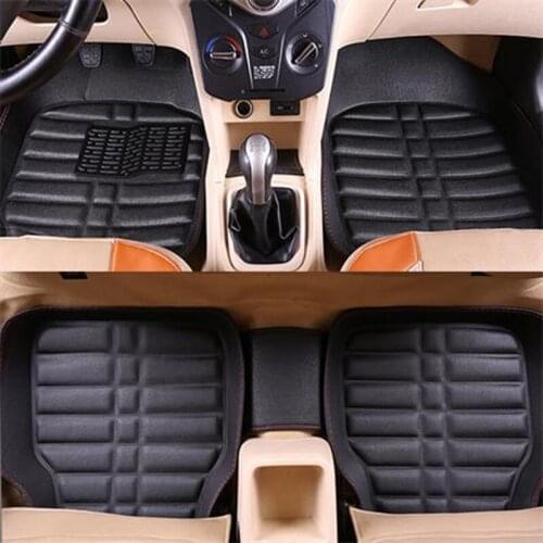 Leather universal car floor mats for skoda superb 2017 3 kodiaq yeti octavia rs 1 fabia 3 karoq rapid 2017 auto accessories