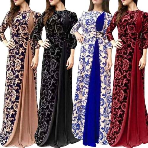 Hot apparel Dresses Plus Size Evening Party Dress Medieval Women Floral Print 3/4 Sleeve Autumn Maxi Dress Gown 2021