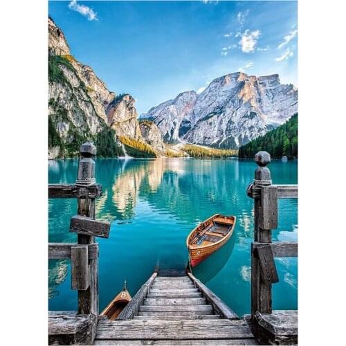 Diy Round Diamond Diamond Painting Exquisite Diamond Painting Set Tranquil Mountain Lake Pattern Diamond Painting