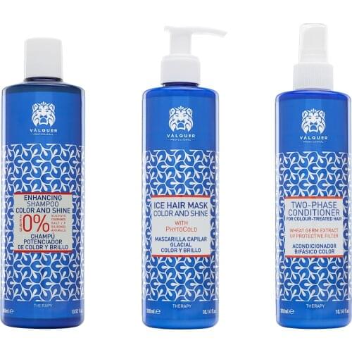 Valquer color enhancer hair Pack. Zero shampoo % 400 ml + ice effect mask 300 ml + biphase conditioner 300 ml