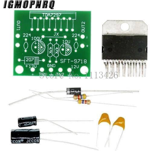 1set TDA7297 amplifier board spare parts dc 12v grade 2.0 dual audio encoding 15w electronic diy kit