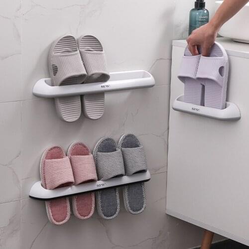 Bathroom Slipper Rack Wall-mounted Toilet Shoe Storage Fantastic Bathroom Punch-Free Shoe Storage Rack Shoe Rack Organizer