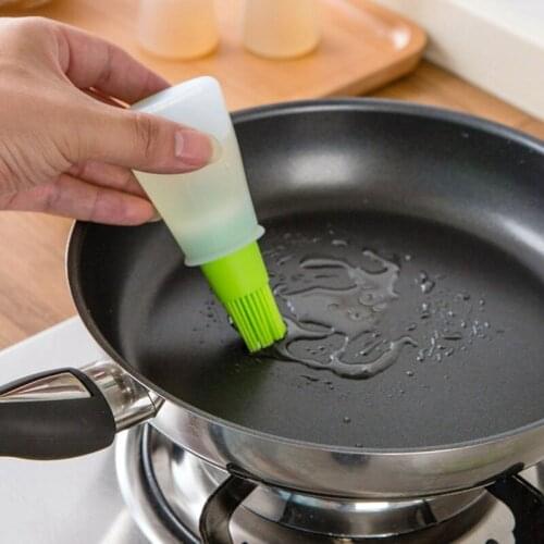 Portable Silicone Oil Bottle With Brush Grill Oil Brushes Honey Liquid Oil Brushes For Bbq Kitchen Accessories Color Random