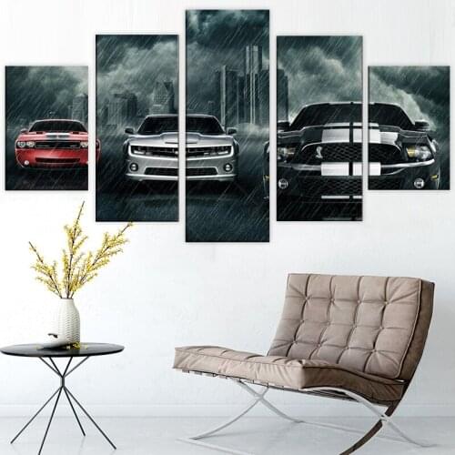 Canvas Poster Home Decor 5 Pieces Luxury Cars Racing car Paintings For Living Room Wall Art Sports Car Pictures Modular Framed
