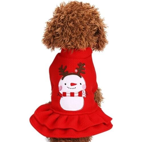 Christmas Dog Girl Clothes Pet Warm Winter Clothing Pet Princess Dress Costume 2-legged Cute Apparel Christmas Outfit