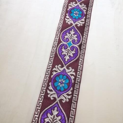 50mm 5cm 2' Brown Purple Great Wall Folk Ethnic Silky Costume Curtain Laciness National Jacquard Ribbon Embroidery Woven Webbing
