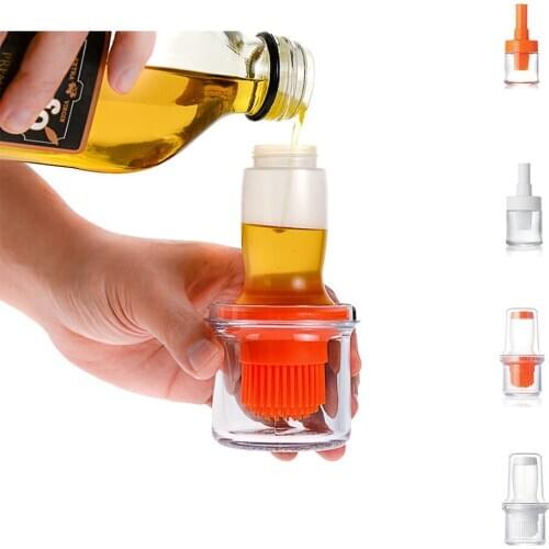 Silicone Bbq Grill Oil Bottle With Brushes Barbecue Roast Heat Resisting Basting Oil Baking Brushes With Cover Tool Kitchen