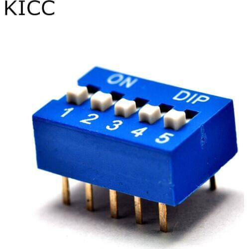 10Pcs Blue Toggle switch 5 Limit 2.54mm DIP10 Coding number switch DS-05