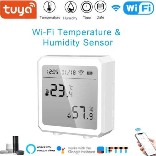 Tuya WiFi Smart Temperature And Humidity Sensor With LED Screen Ultra-low Power Temperature Sensor Works With Alexa Google Home