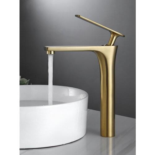 Basin Mixer Faucet Bathroom Sink Tap Brushed Gold Brass Black Hot and Cold Single Hole Black Wash Basin Tap Deckmounted Torneira