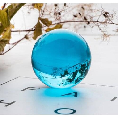 30mm-100mm 1pcs Glass Crystal Aquamarine Sphere Ball Paperweight For Decorating Accessories Hot Sales