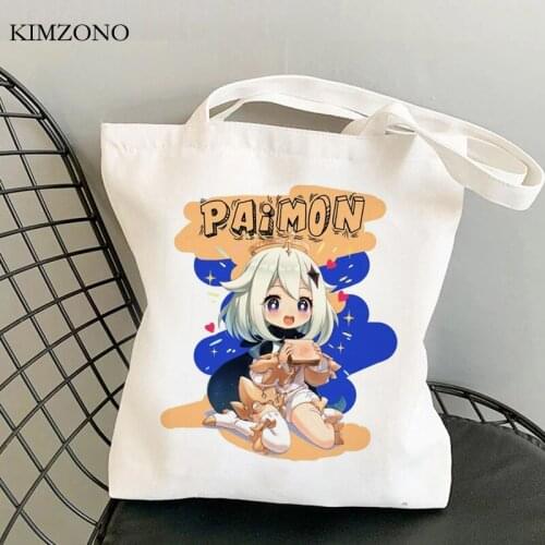 Genshin Impact shopping bag bolsa shopper recycle bag tote cotton canvas bag net fabric custom