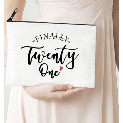 21 Years Cosmetic Bag Women Make Up Bag Fashion Girl Travel Toiletries Storage Pouch Ladies Clutch Purse Student Pencil Case