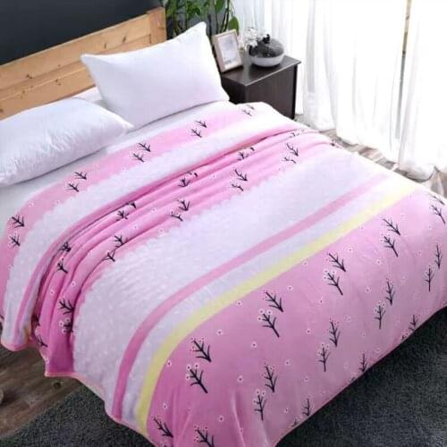 Super Soft Flannel Blanket Thinck And Warm Pink Blue Bed Cover 1Pcs Sofa/Bedroom Single/Queen/King Blankets