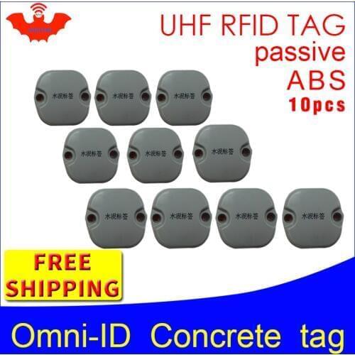 UHF RFID Concrete tag omni-ID 915m 868mhz Impinj Monza4QT 10pcs free shipping durable ABS smart card passive RFID beton tags