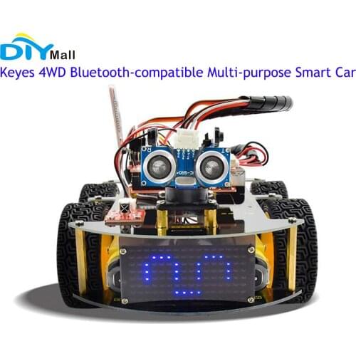 Keyes 4WD Bluetooth-compatible Multi-purpose Smart Car for Arduino Line Tracking Obstacle Avoidance Ultrasonic Following