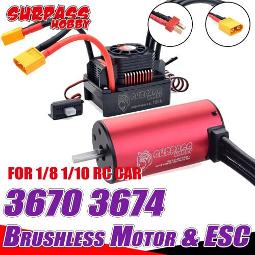 Surpass 3670 3674 Brushless Motor Waterproof ESC 80A 120A 150A 4S for 1/8 1/10 1/12 RC Car Drift Traxxas Wltoys HSP Truck Boat