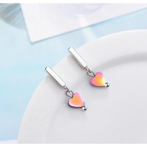 KOFSAC Fashion Sterling Silver 925 Stud Earrings For Women Wedding Jewelry Gradual Change Love Heart Female Wedding Accessories