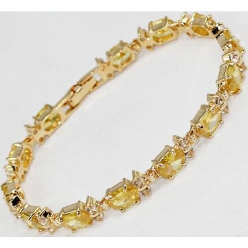 Womens fashion gold plated square yellow Zircon Bracelet