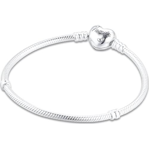100% Authentic 925 Sterling Silver Jewelry Family Heart Clasp Bracelet For Women Jewelry Free Shipping